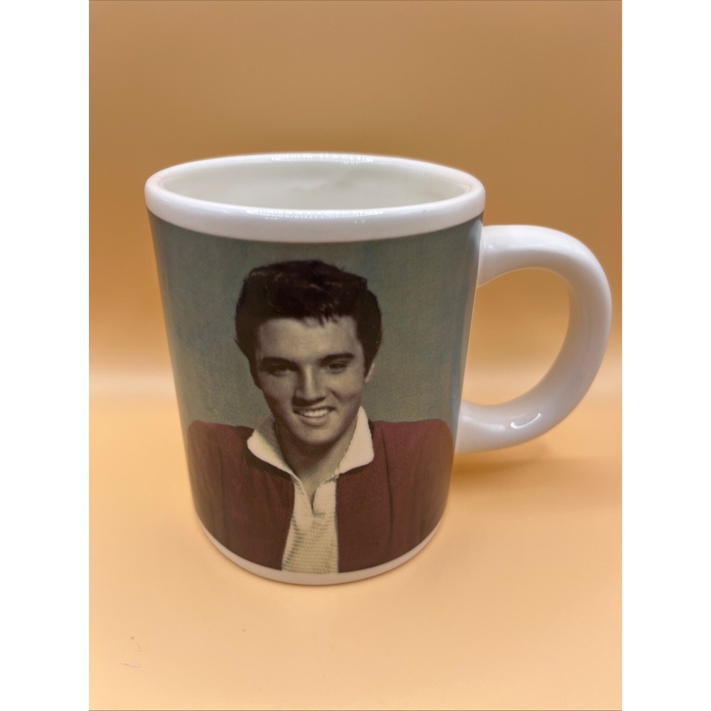 Elvis Presley Ceramic Coffee Tea Mug Photo Signature Printed on Back 12 oz